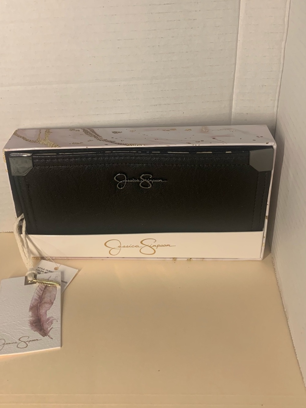 Jessica Simpson black logo wallet zip around snap.
